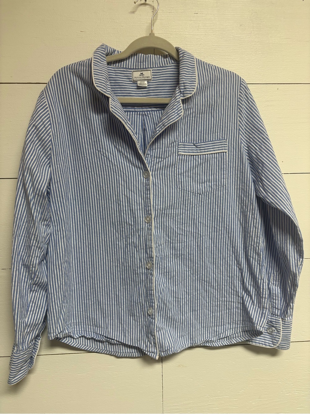 Petite Plume Blue Stripe Cotton Pajama Top Women’s Large